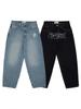 Streetwear Jeans Y2K pánské Kalhoty Harajuku Hip Hop Letter Výšivka Vintage Blue Baggy Jeans Vysoký pas Široká noha Kalhoty