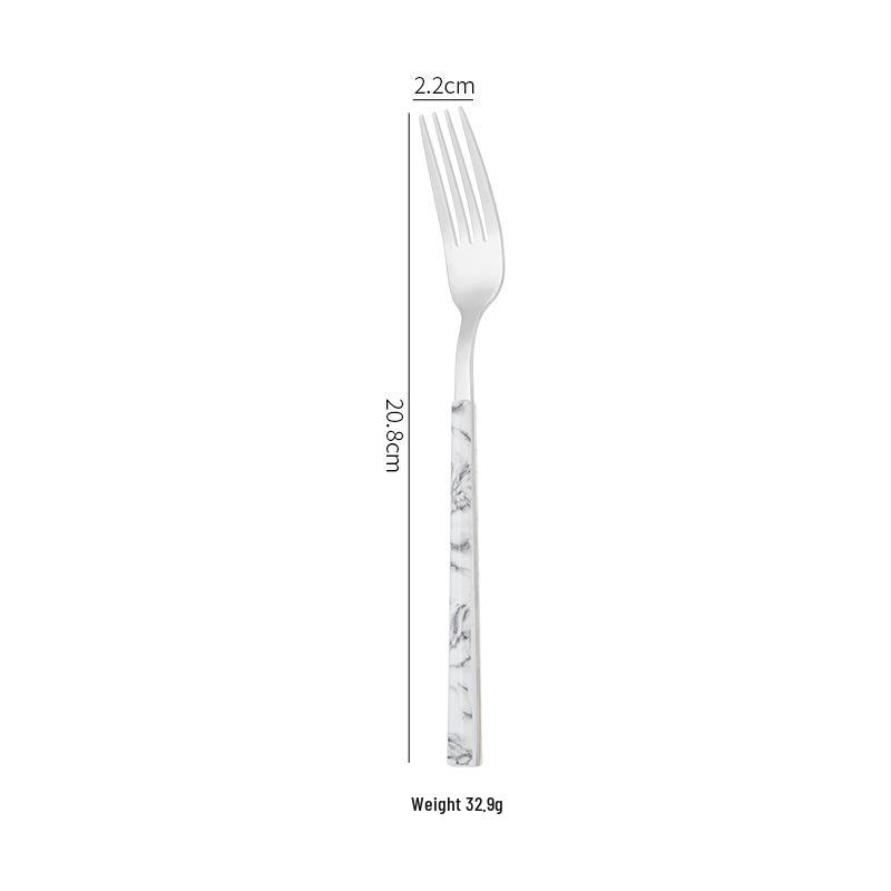 Korean Style 430 Stainless Steel Tableware Set with Imitation Wood Grain Handles: Includes Knife, Fork, Spoon, and Chopsticks