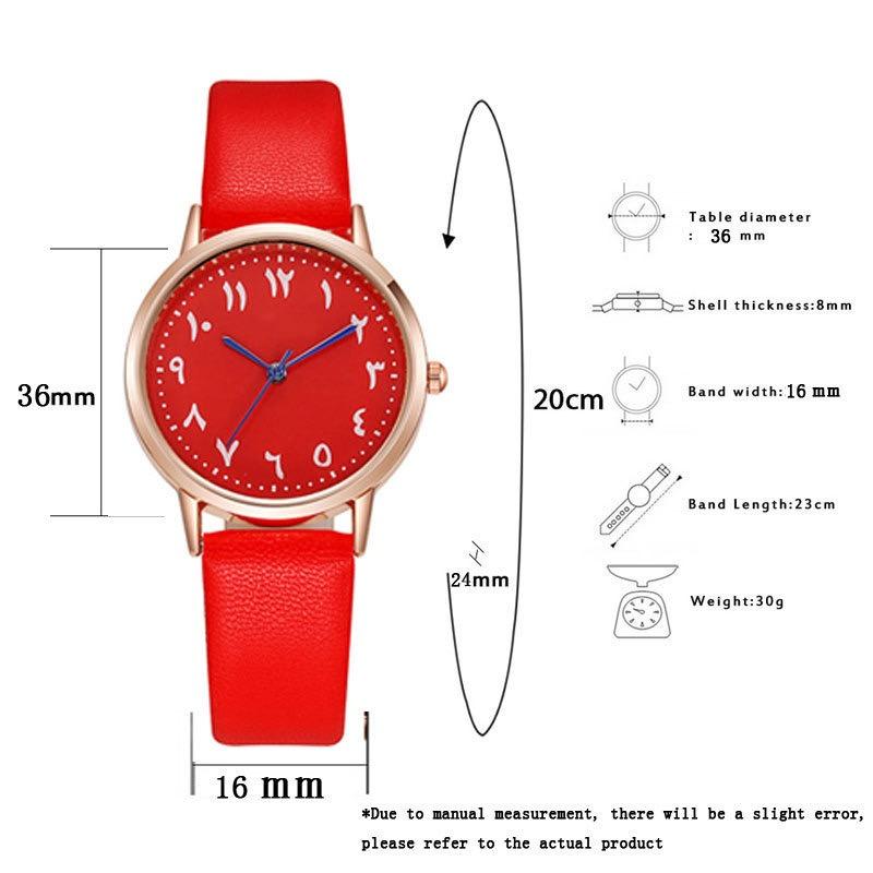 Fashion Ladies Brand Watches Simple Round Arabic Numbers Hand Women Quartz Watches Casual Leather Strap Clock Gift Wristwatches