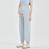 Summer Maternity Ice Silk Joggers - Quick-Dry, Lightweight, Cropped Sports Pants with Drawstring.