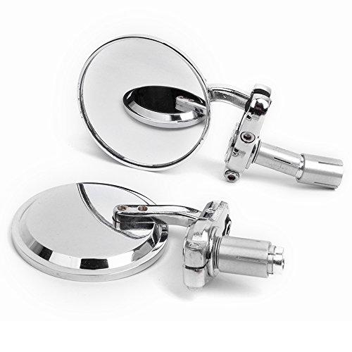 

Торцевые зеркала, 22 мм, алюминиевые, круглые, хромированные, комплект левое и правое, регулировка свободного угла, Honda, Kawasaki, универсальные