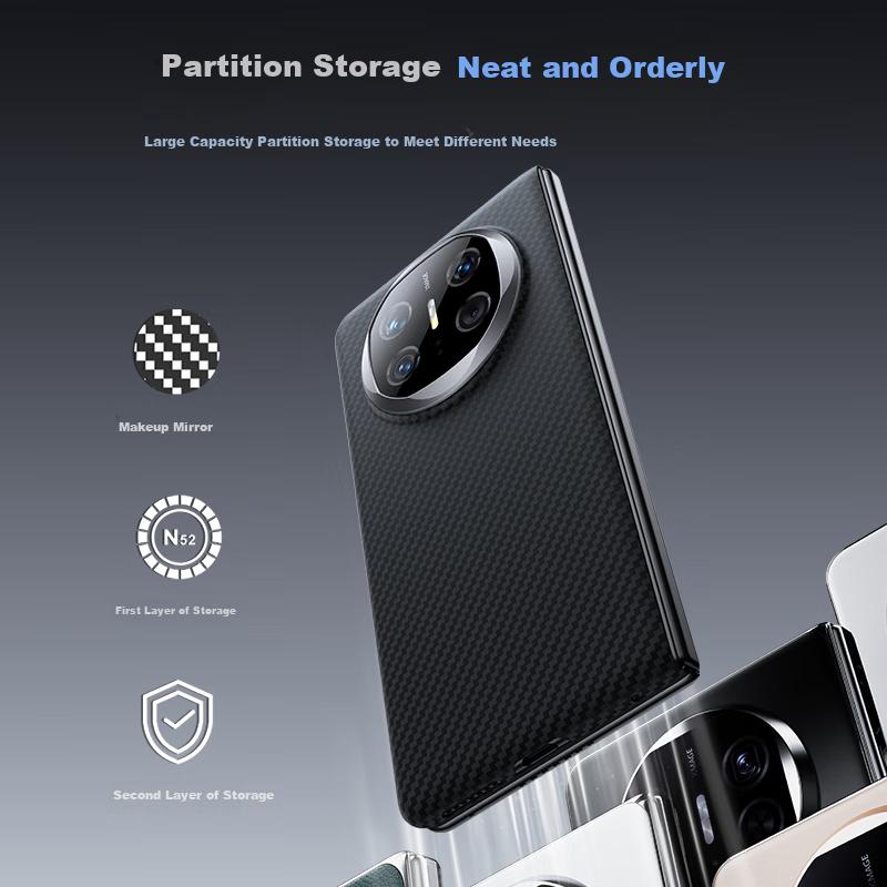 Aramid Fiber Hidden Magnetic RingPhone Case for Huawei Mate X6, Ultra-Thin Full Coverage Kevlar Foldable Screen Single Back Case