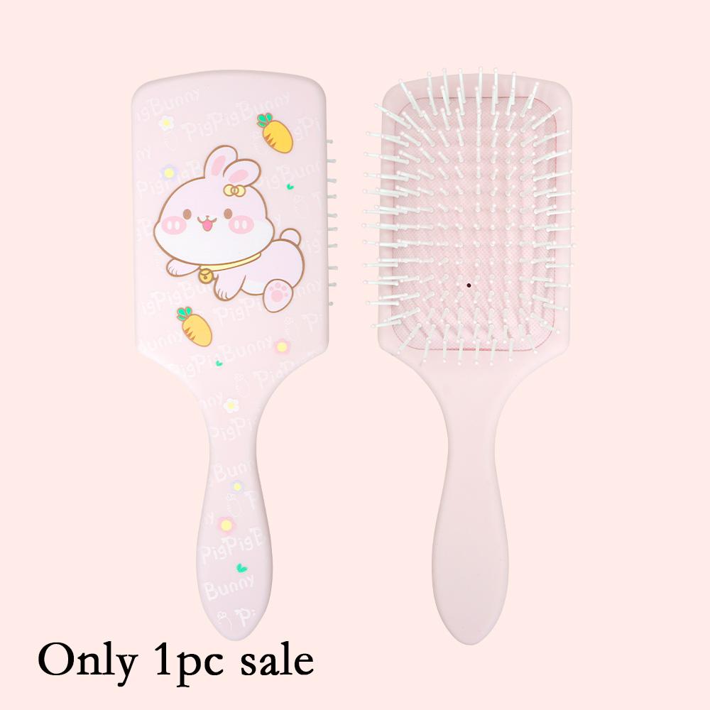 

Cute Pig & Rabbit Family Air Cushion Comb - Soft Massage Bristles, Lovely Cartoon Design for Girls & Daily Hair Care
