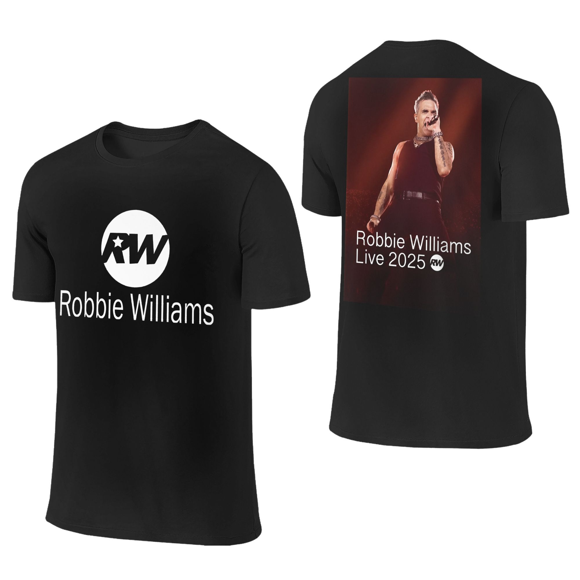 

Robbie Williams Live 2025 Concert T Shirts for Men Women Cotton Vintage T-Shirt Round Neck RW Singer Tees Short Sleeve Clothing 4XL