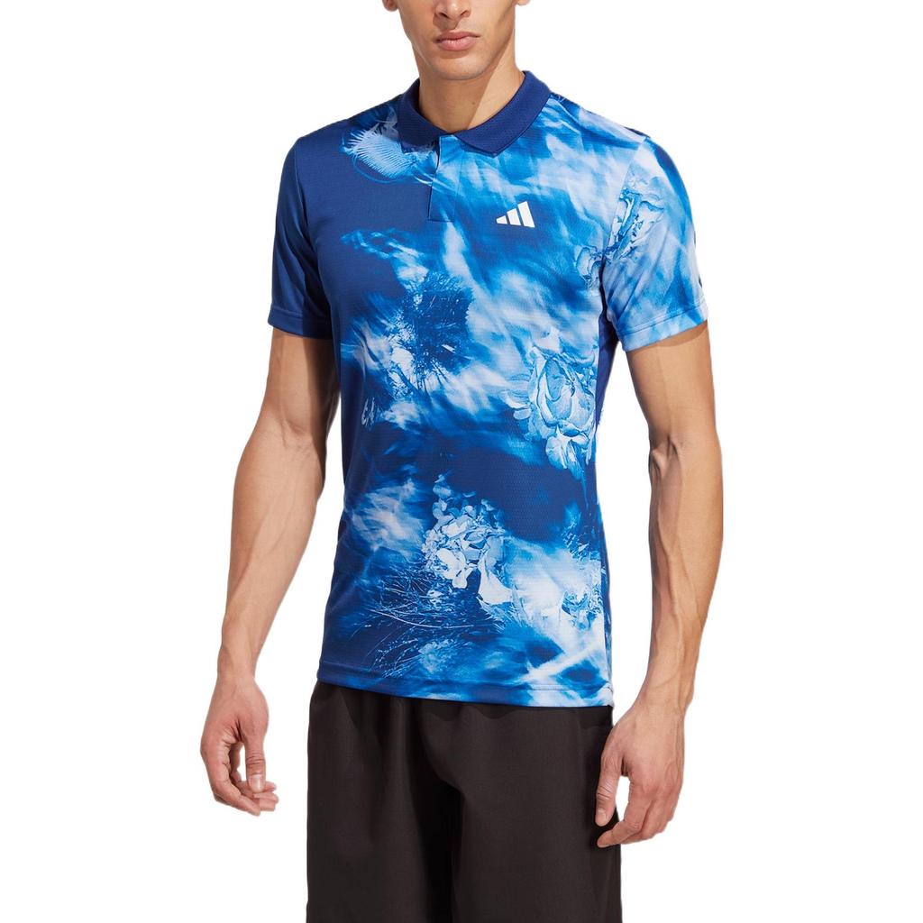 adidas Logo-Druck Pullover Poloshirt Herren Oberteile Victory-Blue IB4610