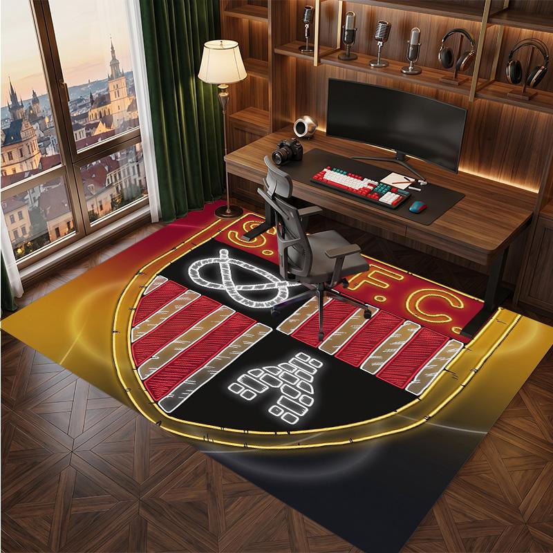 Stoke City Football Print Crystal Velvet Rug, Comfortable Water Absorbent Non Slip Indoor Floor Carpet