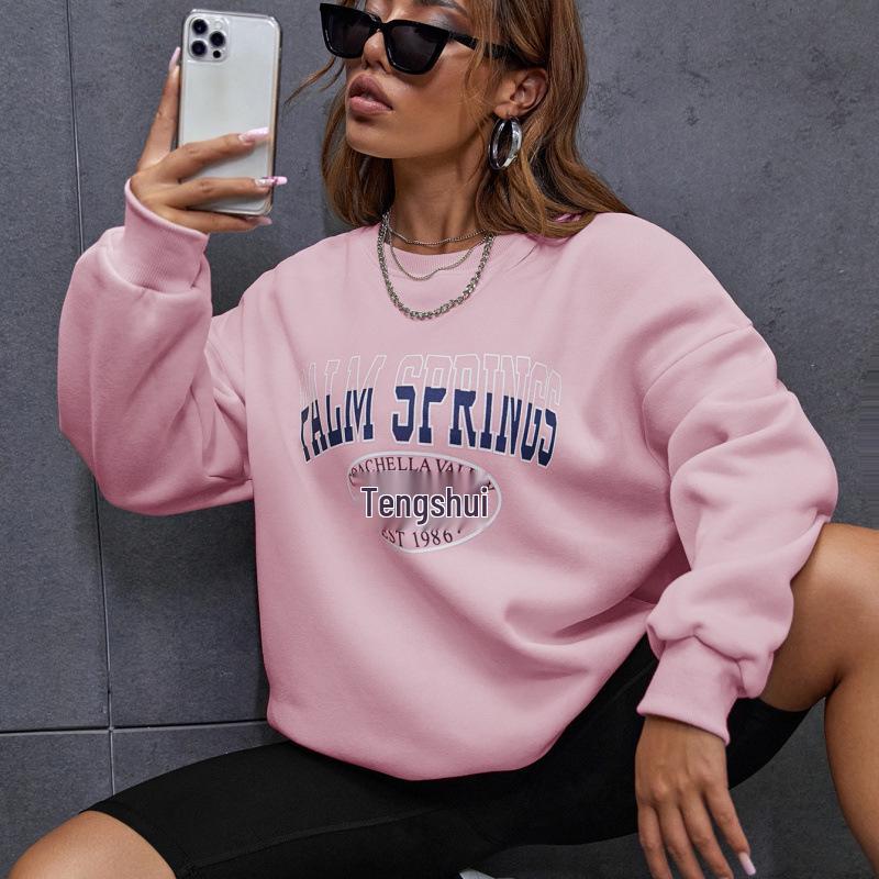 Spring Letter Print Women's Hoodie - Fashion Casual Top for Spring and Autumn