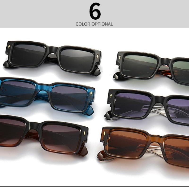 Square Frame Rivet Sunglasses Women Street Style Fashion Eyewear