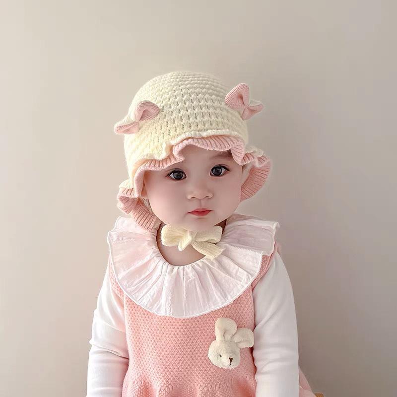 Baby Wool Hat Cute Ear Protection Hat Children Winter Thickened Warm Knitted Baby Cap