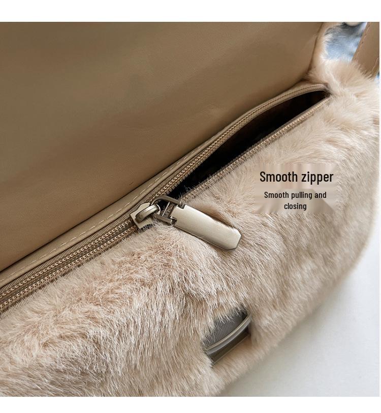 Niedliche Plüsch-Umhängetasche in Bonbonfarbe - Modische kleine quadratische Handtasche für Damen für Herbst/Winter