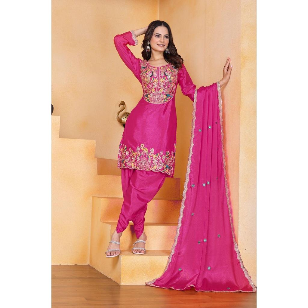 Presenting  New Designer Embroidered Dhoti Suit With Coding Sequence Embroidered Work