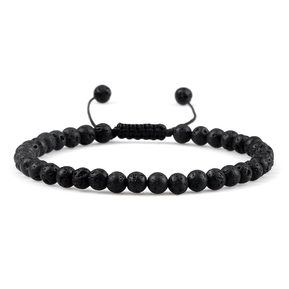 Adjustable Mini Natural Stone Lava Tiger Eye Beaded Bracelets & Bangle for Women Men Chakra Beads Braided Bracelet Charm Jewelry