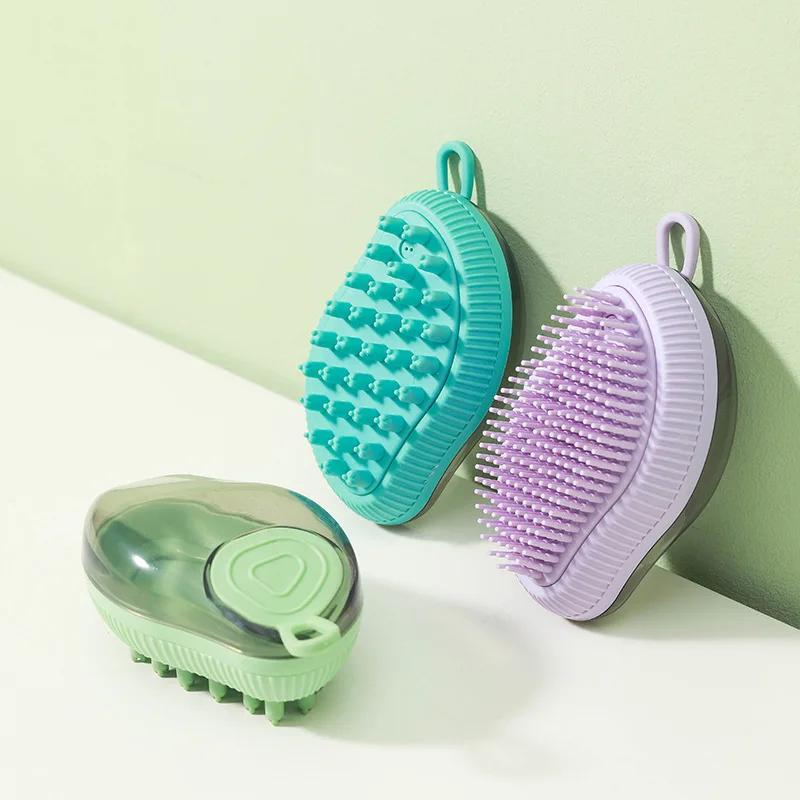 Dog Bath Brush Puppy Shower Brush Mango Shape Pet Bath Brush For Large Opening Filling Hole Soft Glue Suspending Hole Pet Bath
