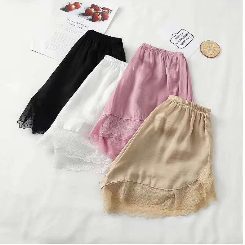 Plus Size Sea Island Silk Safety Shorts - Breathable, Anti-Exposure, Silky Lace Underwear for Young Girls