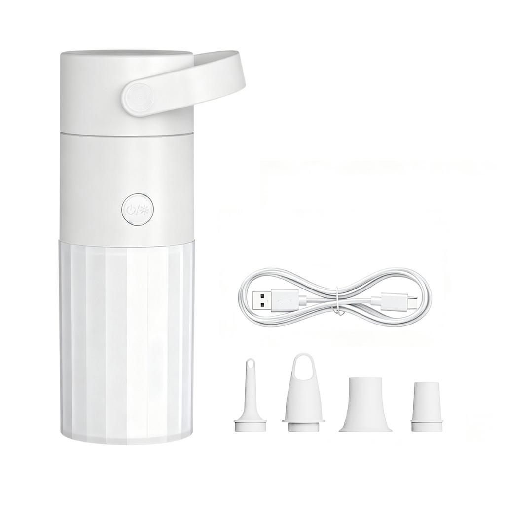 Ultra-Mini Air Mattress Pump with Camping Light & 4 Nozzles Mini Electric Air Pump with 2000mAh Battery for Vacuum Storage Bags