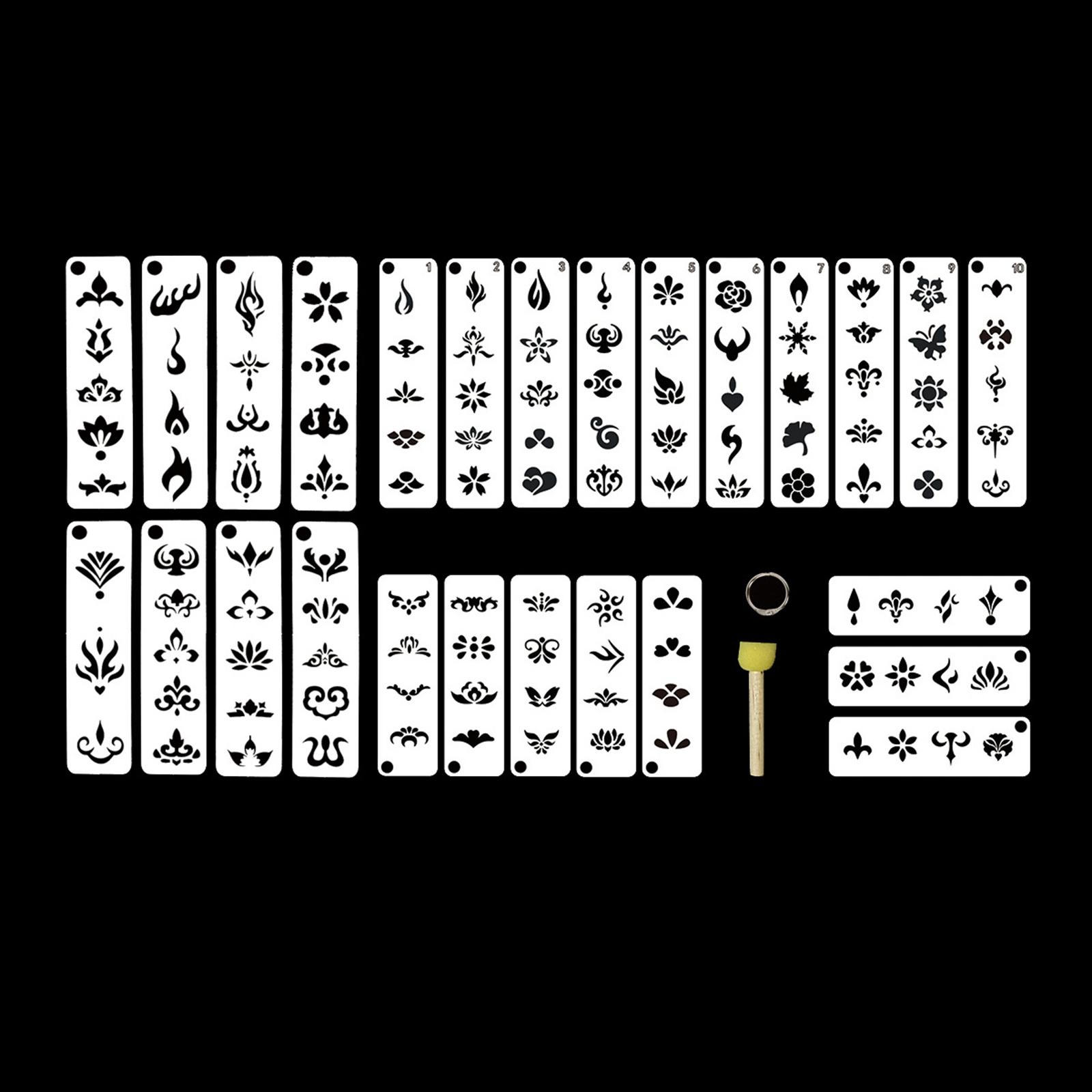 

Набор из 24 шт. трафаретов для раскрашивания лица, шаблоны для рисования, традиционный макияж Ханфу, искусство бровей, многоразовые