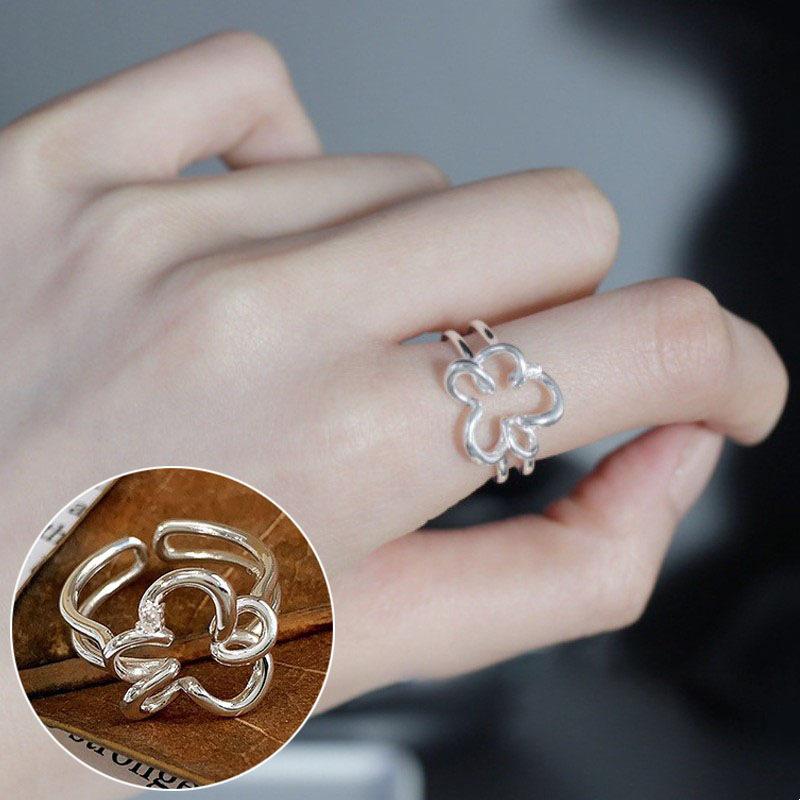 Women's Retro Black Oval Geometric Open Ring - Versatile Fashion Index Finger Jewelry