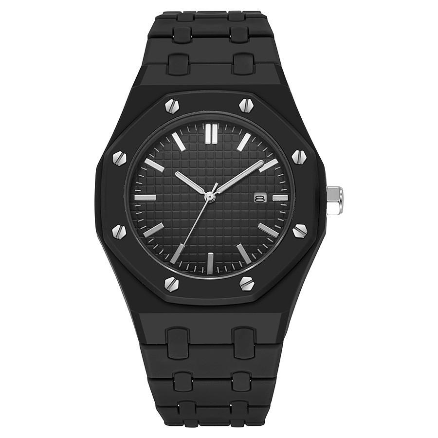 Mens Quartz Watch With Calendar Waterproof Plastic Strap For Casual Wear