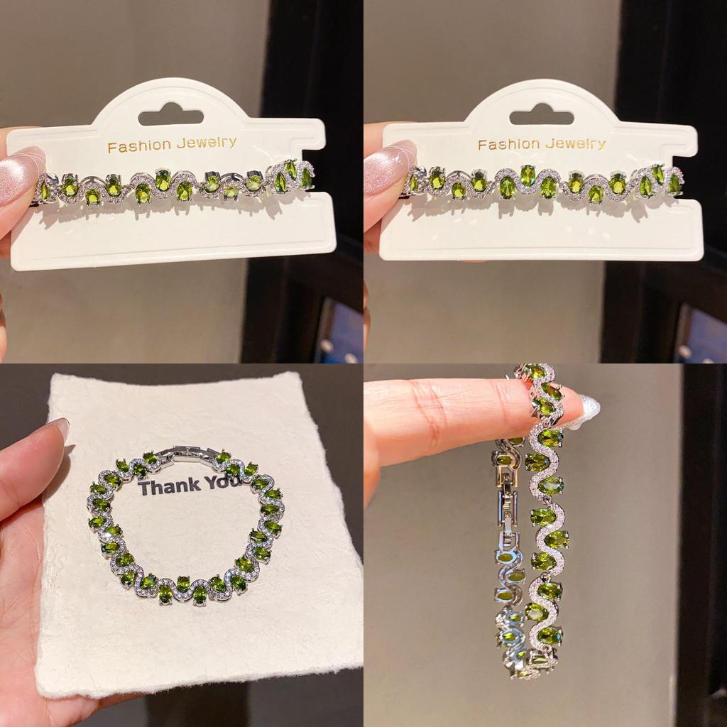 Geometric Zircon Oval Silver Womens Fashion Bracelet For Elegant Gift