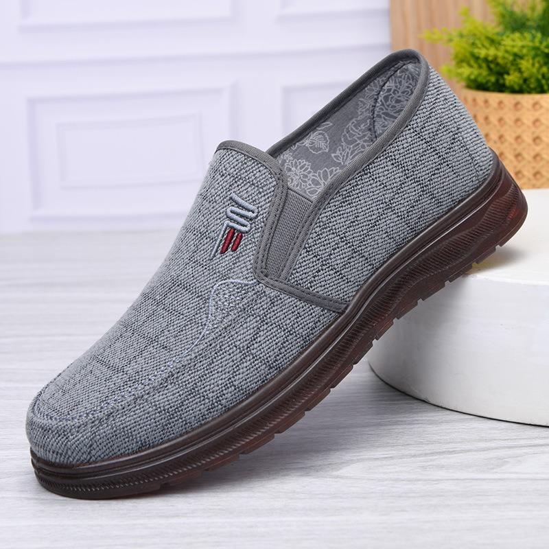 Breathable Linen Men's Shoes New Non-slip One-pedal Casual Shoes Summer Old Beijing Cloth Shoes Single Shoes Middle-aged and Elderly