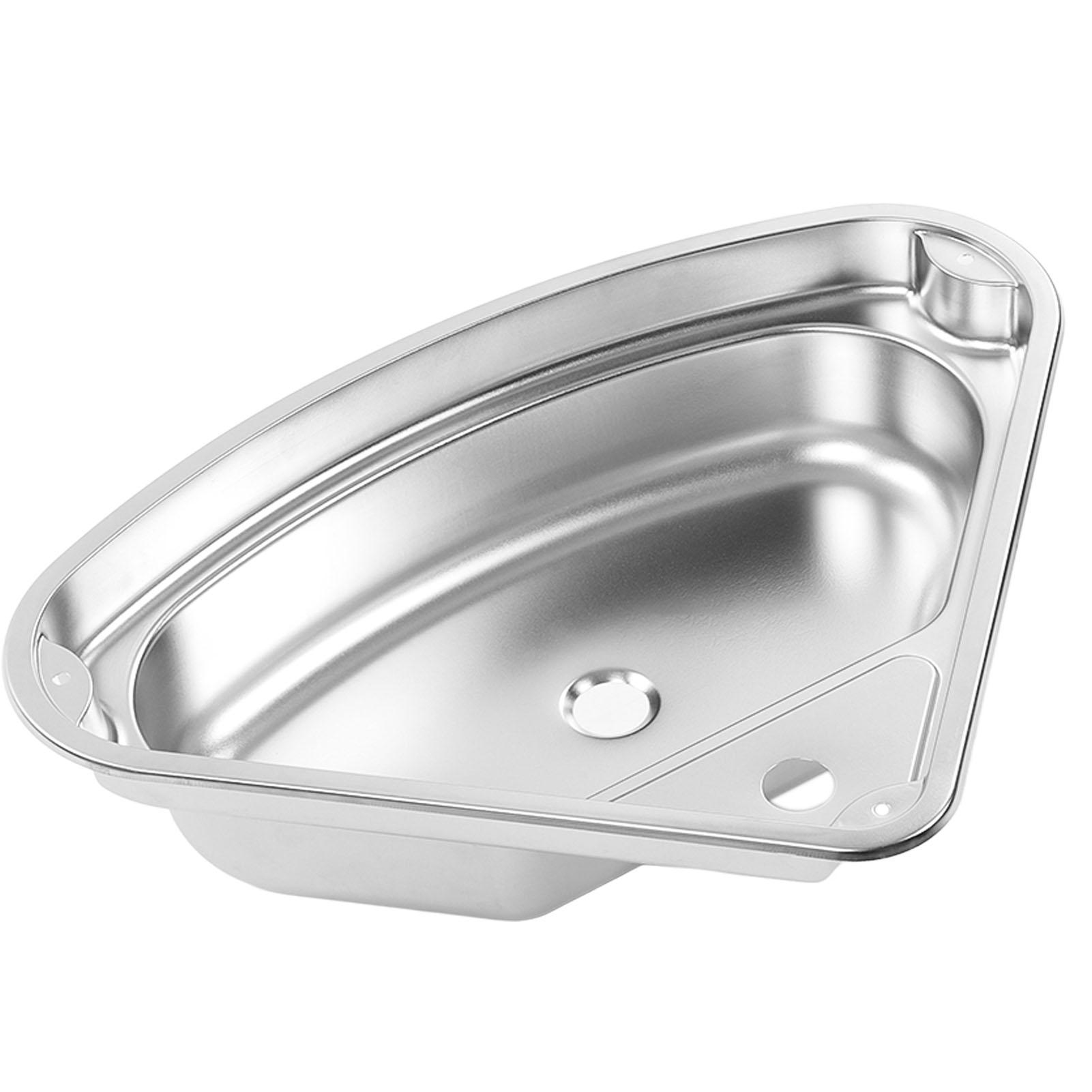 Driehoekige Keukengootsteen met 40 mm Waterafvoer 304 Roestvrij Staal Glad Oppervlak Gemakkelijk Schoon te Maken voor Camper Jacht Badkamer white