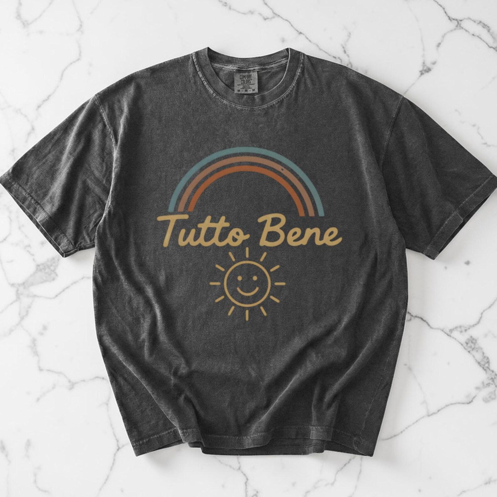Tutto Bene Shirt, Italian Shirt Unisex, Comfort Colors Tee, Italy Lover Gift, Retro Rainbow Tee, Good Vibes Shirt, Italian Saying Shirt 4XL