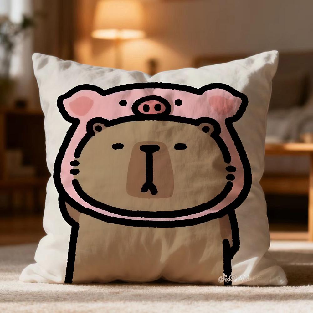 Hot Capybara Cushion Cover Soft Washable Pillow Case Multi-Scene For Couch Bed Travel Office Use