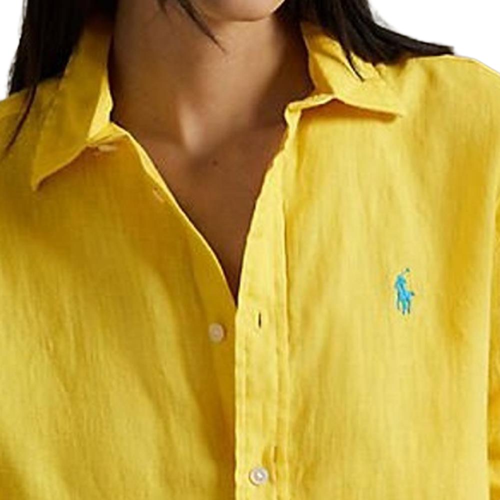 Polo Ralph Lauren Solid Logo Single-Breasted Long Sleeve Shirt Women Shirts Yellow WMPOSHTNDO20757730