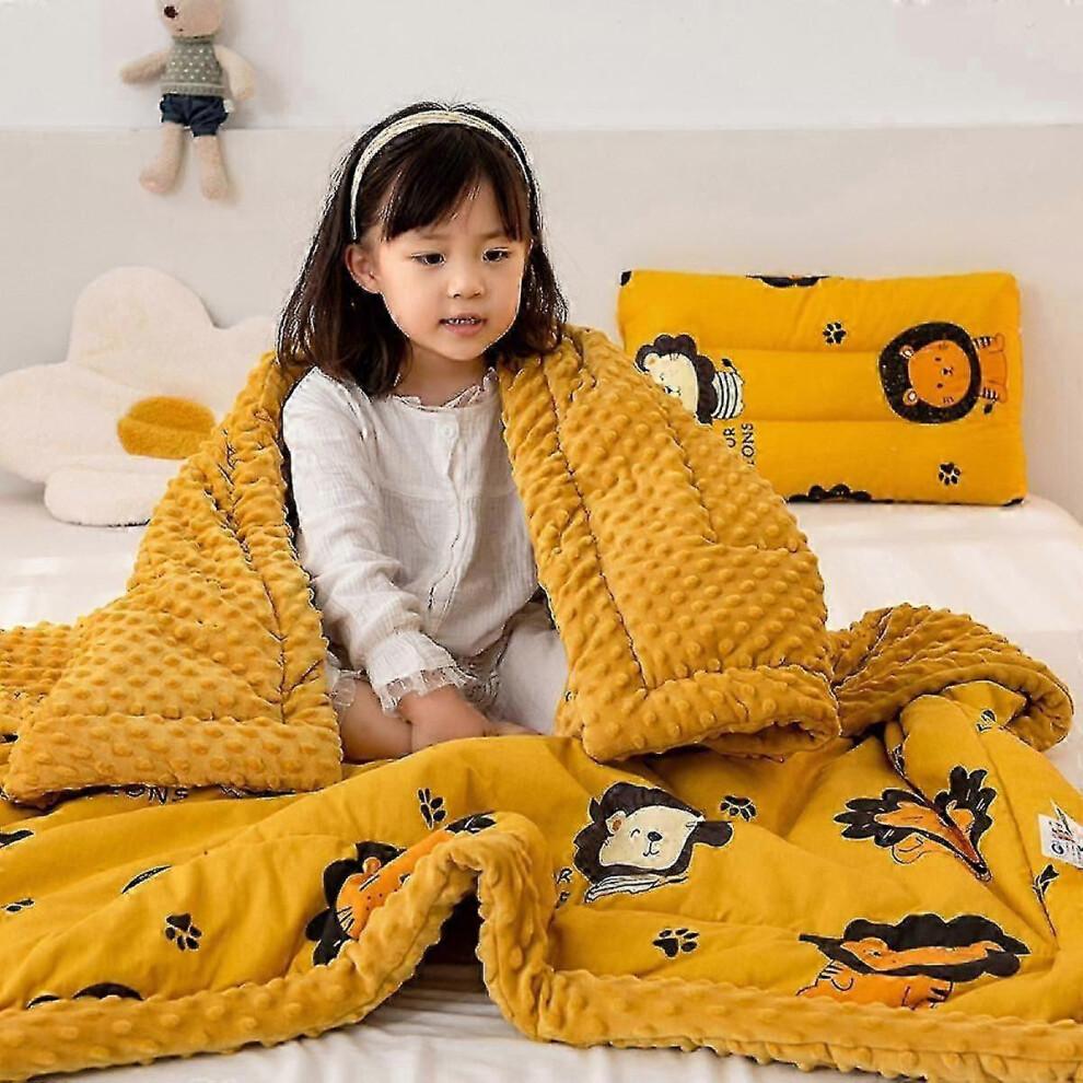 (As show, One size) Weighted Blanket For Kids, 100% Cotton Throw Blanket With Beads, Reversible Heavy Blanket For Children , 39x59 Inchn