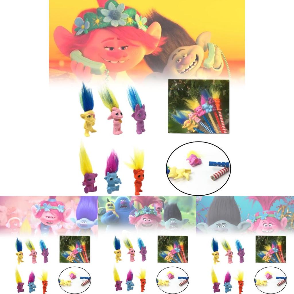 Boneca Troll de Plástico Adorável de Desenho Animado Com Cabelos Coloridos Brinquedo Colecionável Vintage