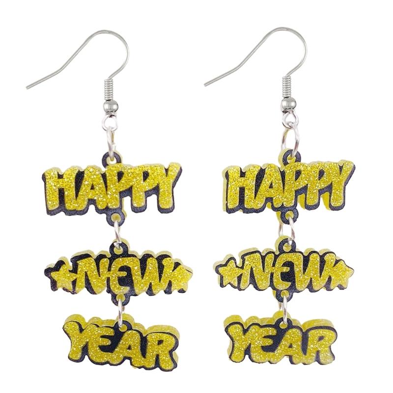 Lovely Drop Earrings Happy New Year Ear Pendant Sparkling Ear Jewelry Ornament