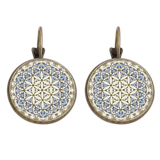 Femei etnice floarea soarelui Boemia rotundă Faux Bijuterie Clip Leaverback Cercei Bijuterii