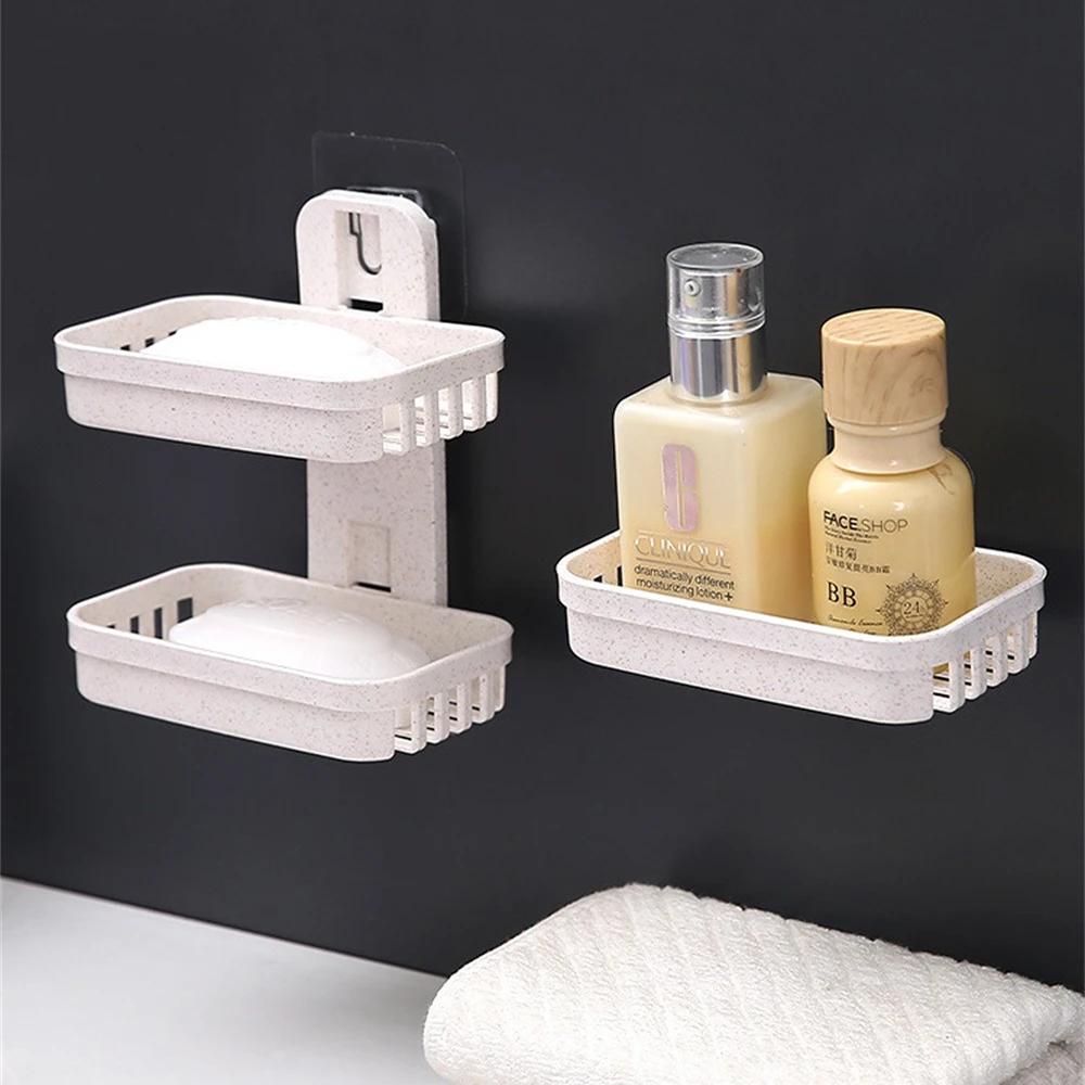 Punch Free Wall Mounted Soap Box Creative Toilet Drain Hanging Soap Container Bathroom Plastic Box Dispenser Box Soap pouch