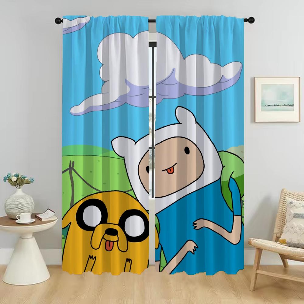 Adventure Times Home Interior Curtains 2 Pieces Elegant Room Curtains for Living Room Tulle for Bedroom Halloween Decoration