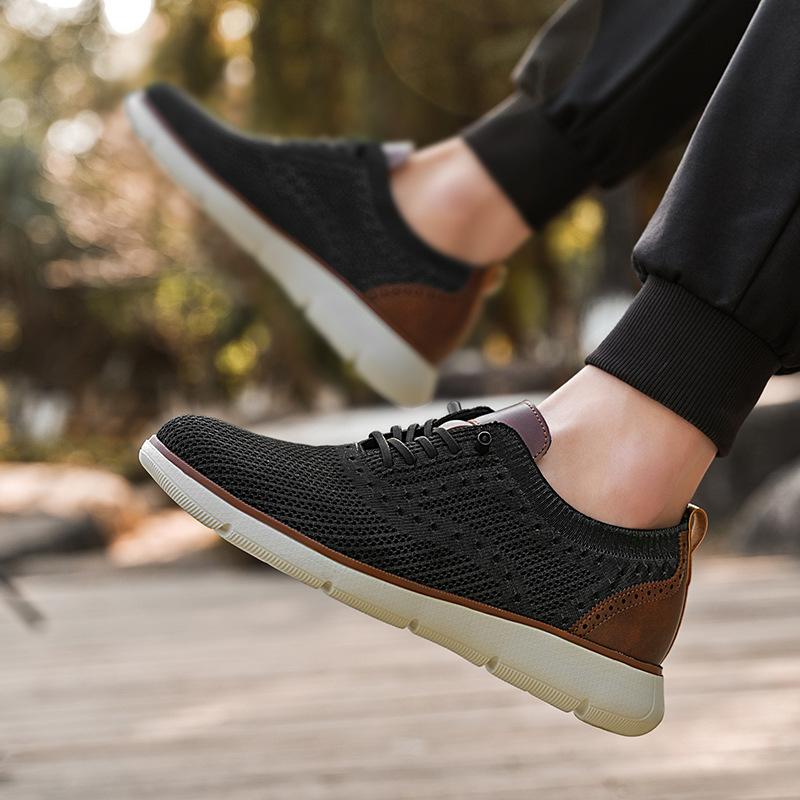 High-quality business casual shoes men's large size breathable fly-woven mesh shoes British style men