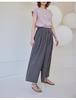 High-Waisted French Retro Linen-Cotton Wide-Leg Cropped Pants with Crinkled Texture