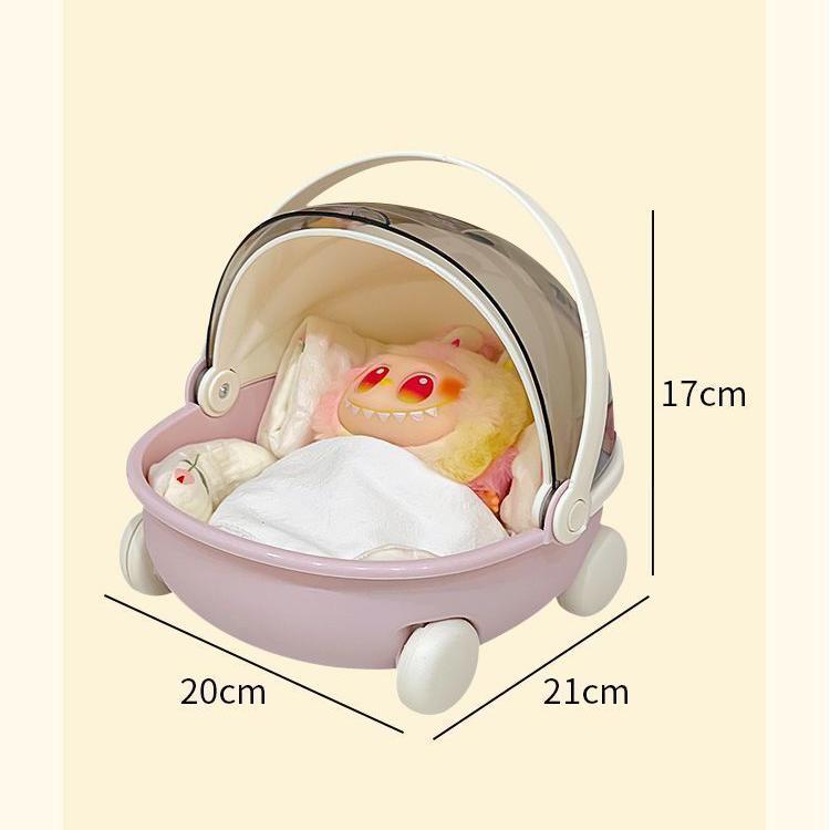 Doll Storage Box, Dust-proof Cotton Doll Transparent Cradle, Household Storage Tool Box, Handheld Display Cabinet