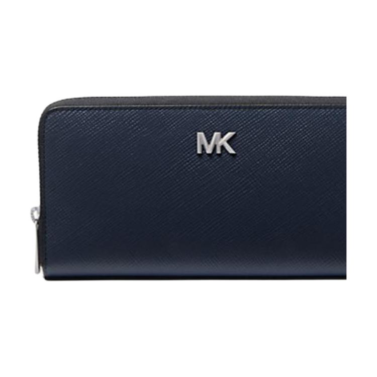 Michael Kors MK Hudson Logo Leather Wallet Small Men wallets Navy-Blue 39S5LEDZ3L-NAVY