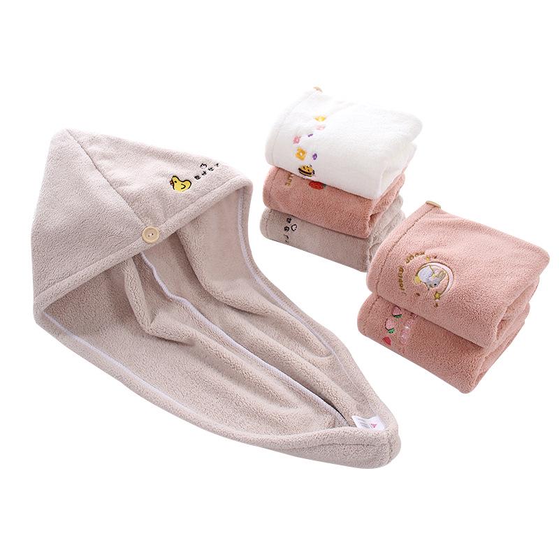 Tuqiang Hair Drying Towel - Absorbent & Cute Embroidery Bath Cap