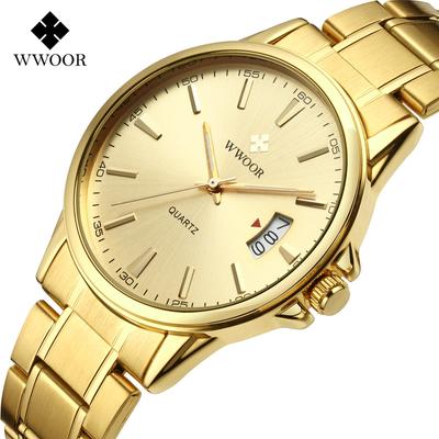 WWOOR Men's Watch Steel Strap Quartz Waterproof Watch
