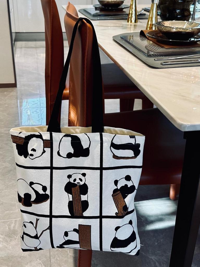 Panda Women’s Large Capacity Canvas Tote Bag for Students and Professionals