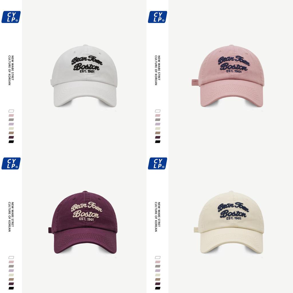 Bean Letter Embroidered Cotton Baseball Hat With Curved Brim For Casual Outdoor Wear