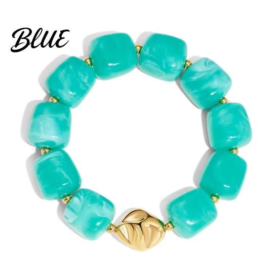 Shiny Luster Bracelet Boho Beaded Bracelets Colorful Acrylic Beads Adjustable
