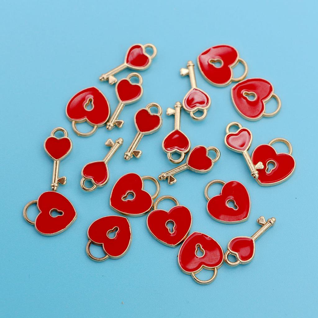20Pcs Mix Golden Color Lock Key Love Heart Charms For Jewelry Making Diy Necklace Bracelet Accessories Valentine'S Day Gift