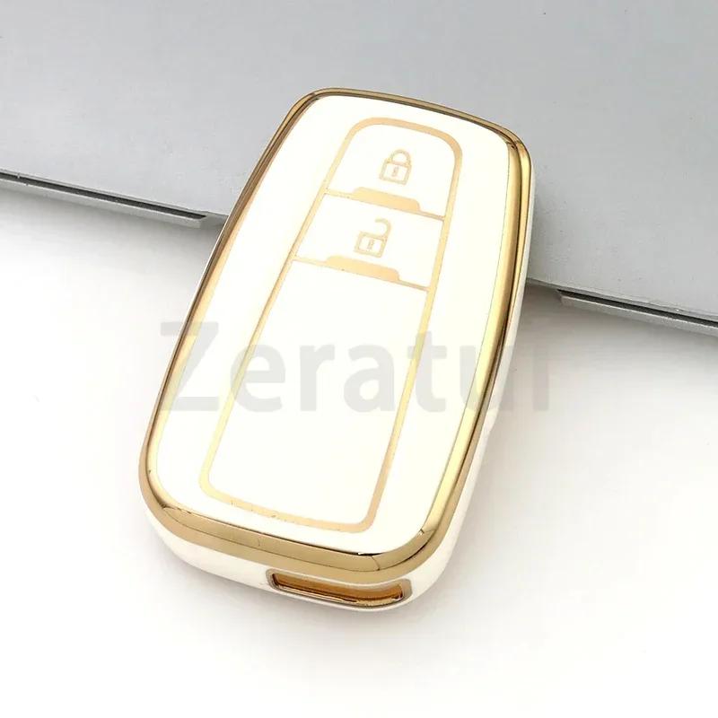 

Gold Edge 2 3 4 Buttons Tpu Car Key Case Cover Remote Shell Fob For Toyota Rav4 Crown Hilux Fortuner Camry Land Cruiser Prado
