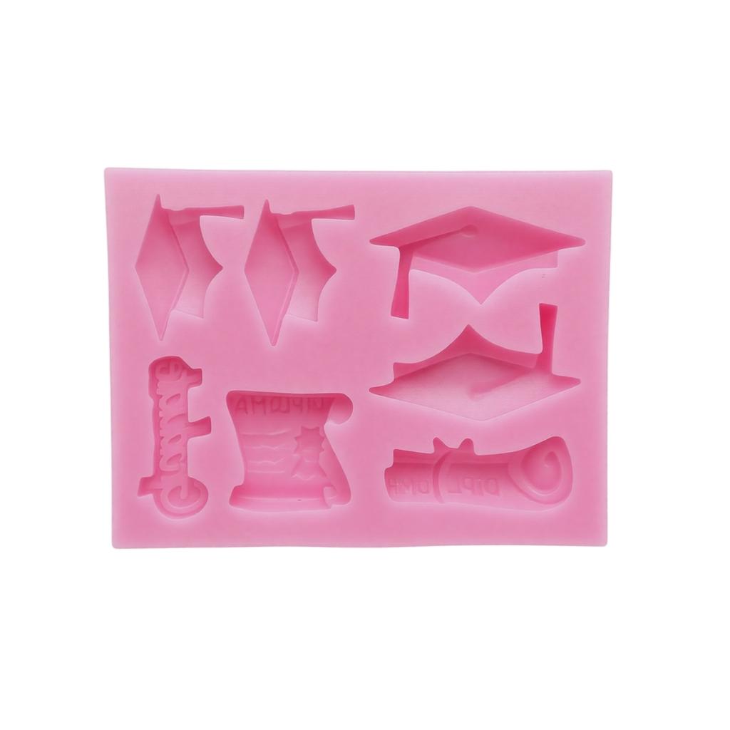 Silicone Mold for Graduation Cap and Diploma Chocolate Mold Flexible Non-Stick Food Grade Material for Baking and Crafting
