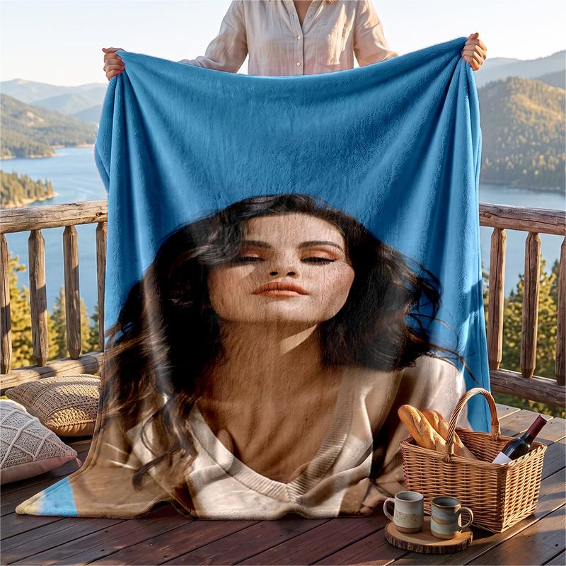 Warme Flanelldecke Selena Gomez Muster, Leichte Komfortable Überwurfdecke für Bett Sofa Gebrauch