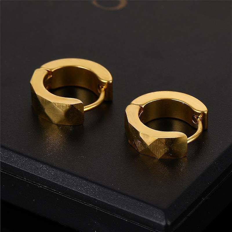 Men's 18K men's gold plated stainless steel earrings 9mm