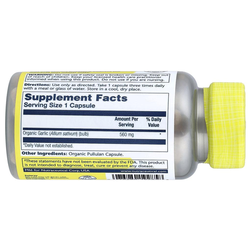 Organic Garlic, 560Mg, 100 Organic Capsules