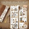 Washi Tape Retro Coffee Cat Pattern 5cmx2m for Journal Decoration Scrapbooking and DIY Crafts